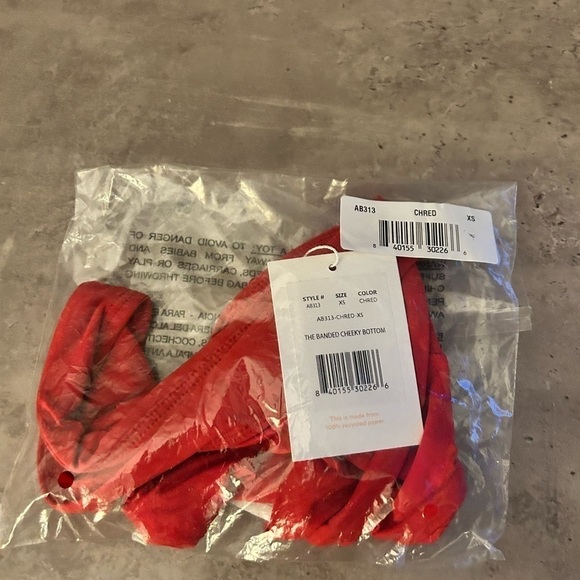 Andie Swim | The banded cheeky bottom cherry red size XS new - Picture 3 of 3
